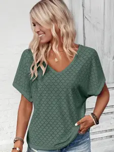 StyleCast Geometric V-Neck Casual Top