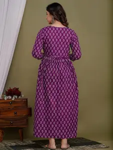 FASHION CLOUD Floral Printed Maternity Gotta Patti Angrakha Kurti