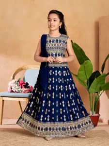 BAESD Girls Embroidered Sequinned Ready to Wear Lehenga With Blouse And Dupatta