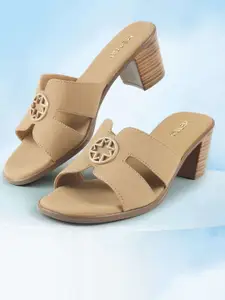 Metro Women Textured Block Heel with Buckle