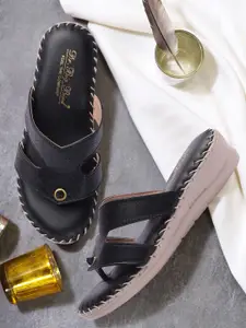 BIG BIRD FOOTWEAR Women Open-Toe Flats With Laser Cuts