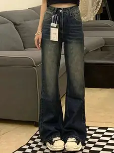 StyleCast Women Flared High-Rise Dark Fade Cotton Jeans