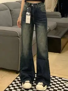 StyleCast Women High-Rise Flared Dark Fade Jeans