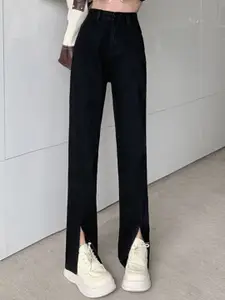 StyleCast Women Straight Fit High-Rise Dark Black Jeans