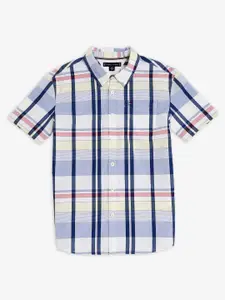 Tommy Hilfiger Boys Buffalo Checked Button-Down Collar Pure Cotton Casual Shirt