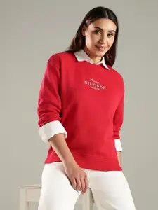 Tommy Hilfiger Women Brand Logo Embroidered Applique Pullover Cotton Sweatshirt