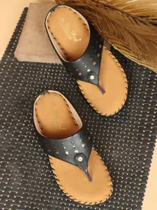 BIG BIRD FOOTWEAR Women Solid Leather Casual T-Strap Flats