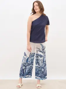 Styli Printed Off-Shoulder Top With Wide-Leg Palazzos