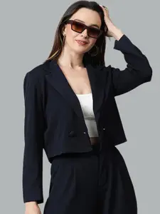 Stylecast X Kotty Notched Lapel Single Breasted Crop Blazer