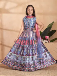 BAESD Girls Ethnic Motifs Printed Ready to Wear Lehenga & Blouse With Dupatta