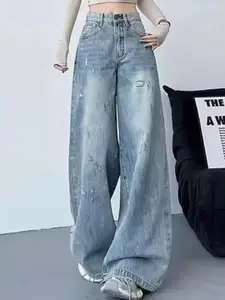 StyleCast Women Wide Leg High-Rise Light Fade Jeans