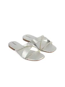 MOSAC Women Embellished Open Toe Flats