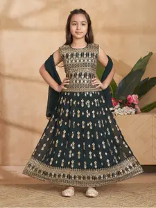 BAESD Girls Embellished Ready to Wear Lehenga & Blouse With Dupatta