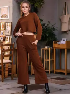 SRUTVA FASHION Round Neck Crop Top With Palazzos