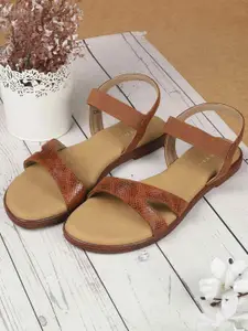 Metro Women Textured Open Toe Flats