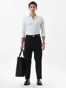 Snitch Men Black Mid-Rise Loose Fit Trouser