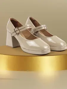 Mochi Women Block Heel Mary Janes