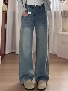 StyleCast Women Wide Leg High-Rise Medium Fade Jeans