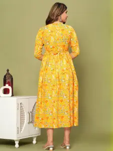 FASHION CLOUD Women Yellow Floral Printed Maternity Kurta