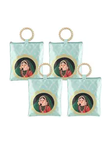 Kuber Industries Women Set Of 4 Silk Hand Bags with Zip & Handle