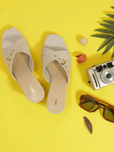 Mochi Women Block Peep Toes with Western - Embellished