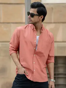 Powerlook Men Solid Button-Down Collar Pure Cotton Casual Shirt