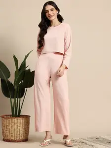 SRUTVA FASHION Round Neck Crop Top With Palazzos