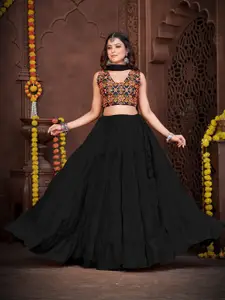 KALINI Embroidered Semi-Stitched Lehenga & Unstitched Blouse With Dupatta