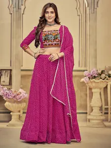 KALINI Embroidered Semi-Stitched Lehenga & Unstitched Blouse With Dupatta
