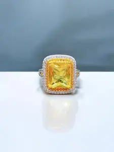 Jewels Galaxy Silver-Plated Cubic Zirconia Studded Finger Ring