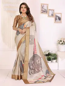 elora Floral Digital Printed Tissue Ikat Saree