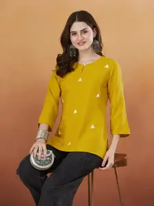 MOKOSH Women Floral Embroidered Keyhole Neck Straight Kurta