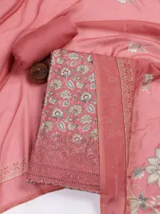 Meena Bazaar Floral Printed Sequinned Unstitched Dress Material