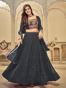 KALINI Embroidered Thread Work Georgette Semi-Stitched Lehenga & Choli With Dupatta