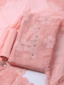 Meena Bazaar Floral Embroidered Thread Work Unstitched Dress Material