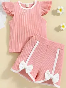 ELPIXIE FASHION Girls Pink Top with Shorts