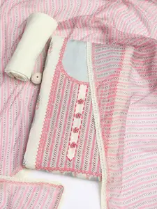 Meena Bazaar Floral Printed Sequinned Unstitched Dress Material