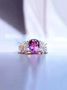 Jewels Galaxy Silver-Plated Cubic Zirconia Studded Finger Ring