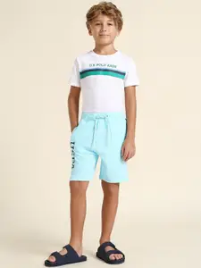 U.S. Polo Assn. Kids Boys Brand Logo Embroidered Regular Fit Mid-Rise Cotton Shorts