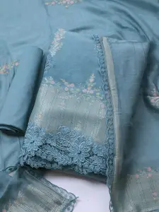 Meena Bazaar Floral Woven Design Linen Unstitched Dress Material