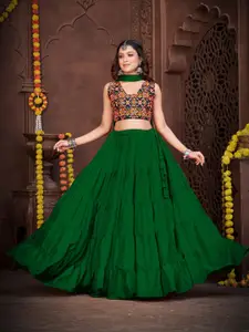 KALINI Embroidered Thread Work Semi-Stitched Lehenga & Choli With Dupatta