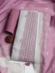 Meena Bazaar Floral Woven Design Sequinned Linen Unstitched Dress Material