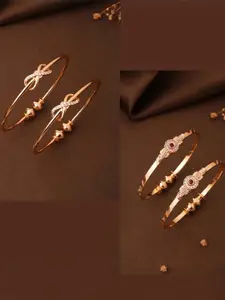 Anouk Women 2 Pair Gold Plated Adjustable Kada Bangle