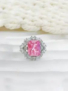 Jewels Galaxy Jewels Galaxy Silver-Plated Cubic Zirconia Studded Finger Ring