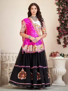 KALINI Embroidered Thread Work Georgette Semi-Stitched Lehenga & Choli With Dupatta