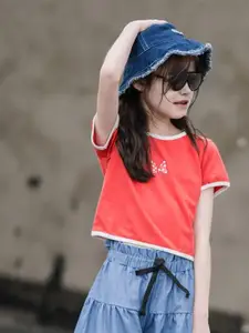 INCLUD Girls Graphic Printed Round Neck Top