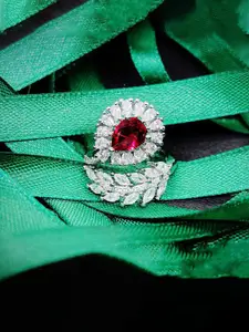 Jewels Galaxy Silver-Plated Cubic Zirconia Studded Finger Ring