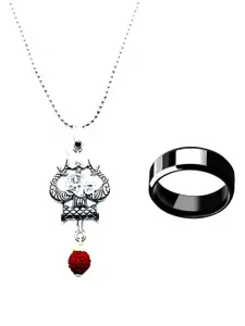 Dynamic Retail Global Men Pack of 2 Stainless Steel Ring & Pendant with Chain