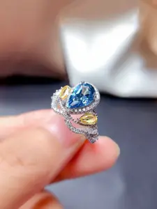 Jewels Galaxy Silver-Plated Cubic Zirconia Studded Finger Ring