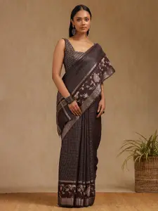 Soch Checked Saree With Unstitched Blouse Piece
